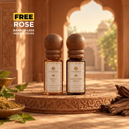 Winter Worship Natural Attar Combo | Henna &amp; Krishna Oudh | 6 ml Each