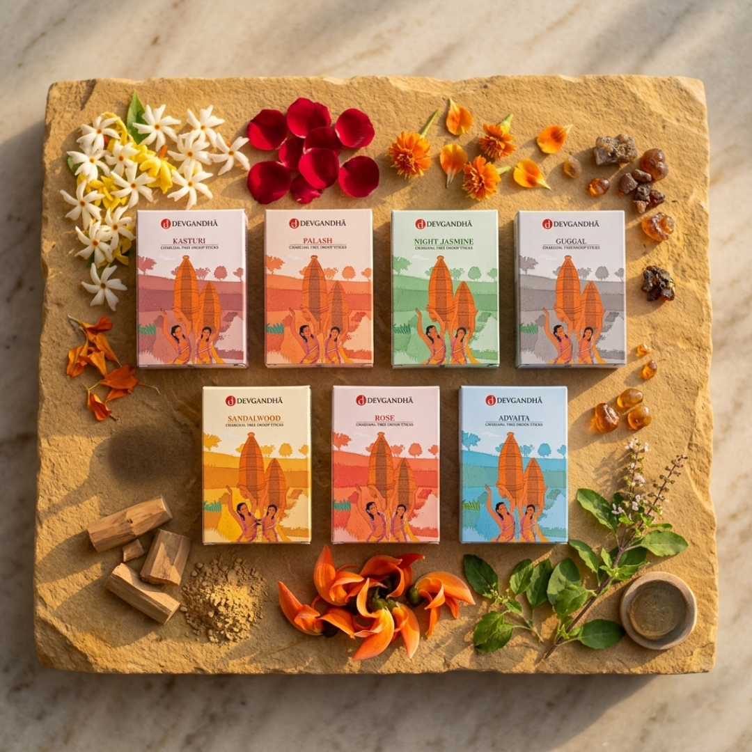 Daily Pooja Fragrance Pack | Bambooless Sticks | 280 Sticks (7 Fragrances)