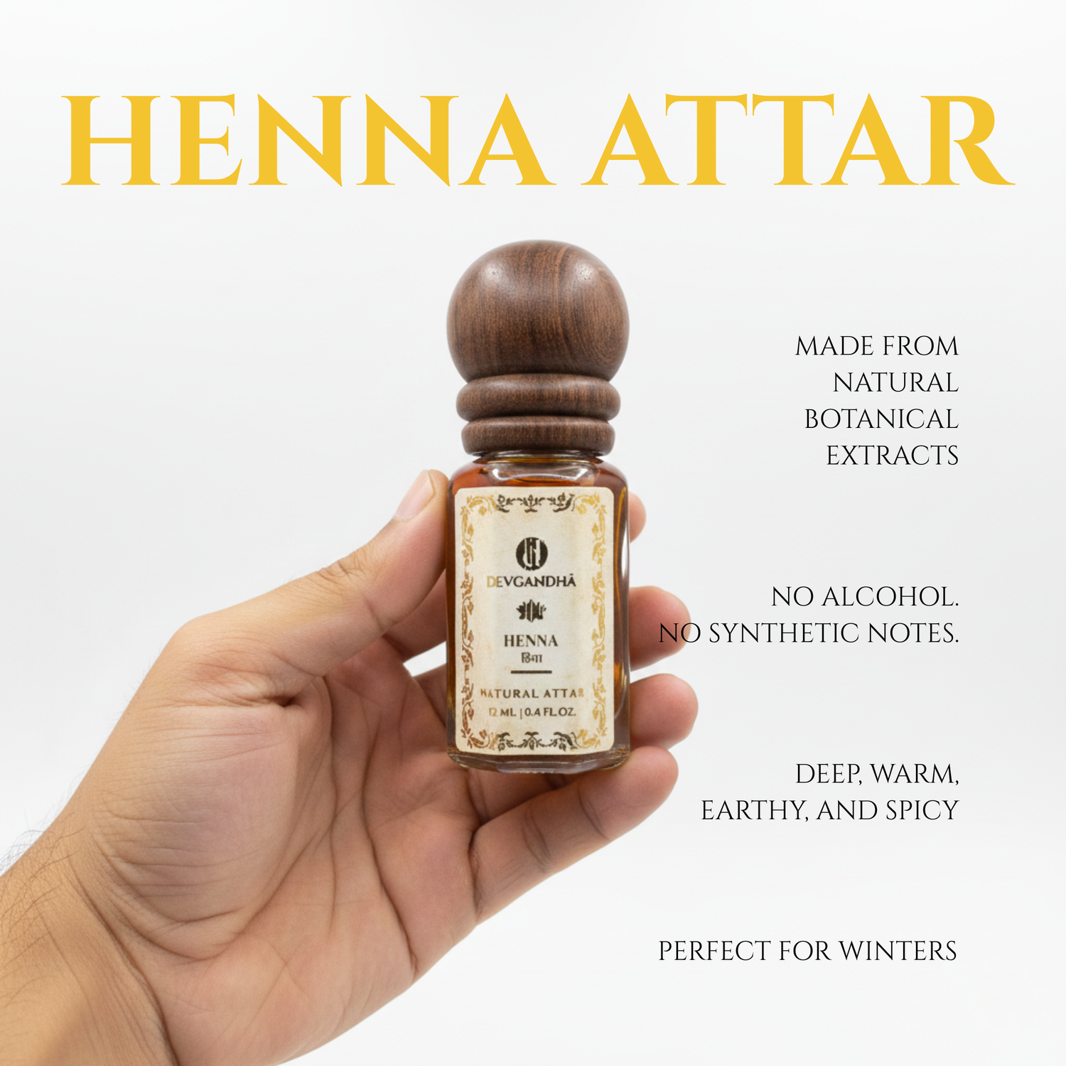 Henna Natural Attar | 100% Natural | Warm &amp; Herbal | Winter-Friendly