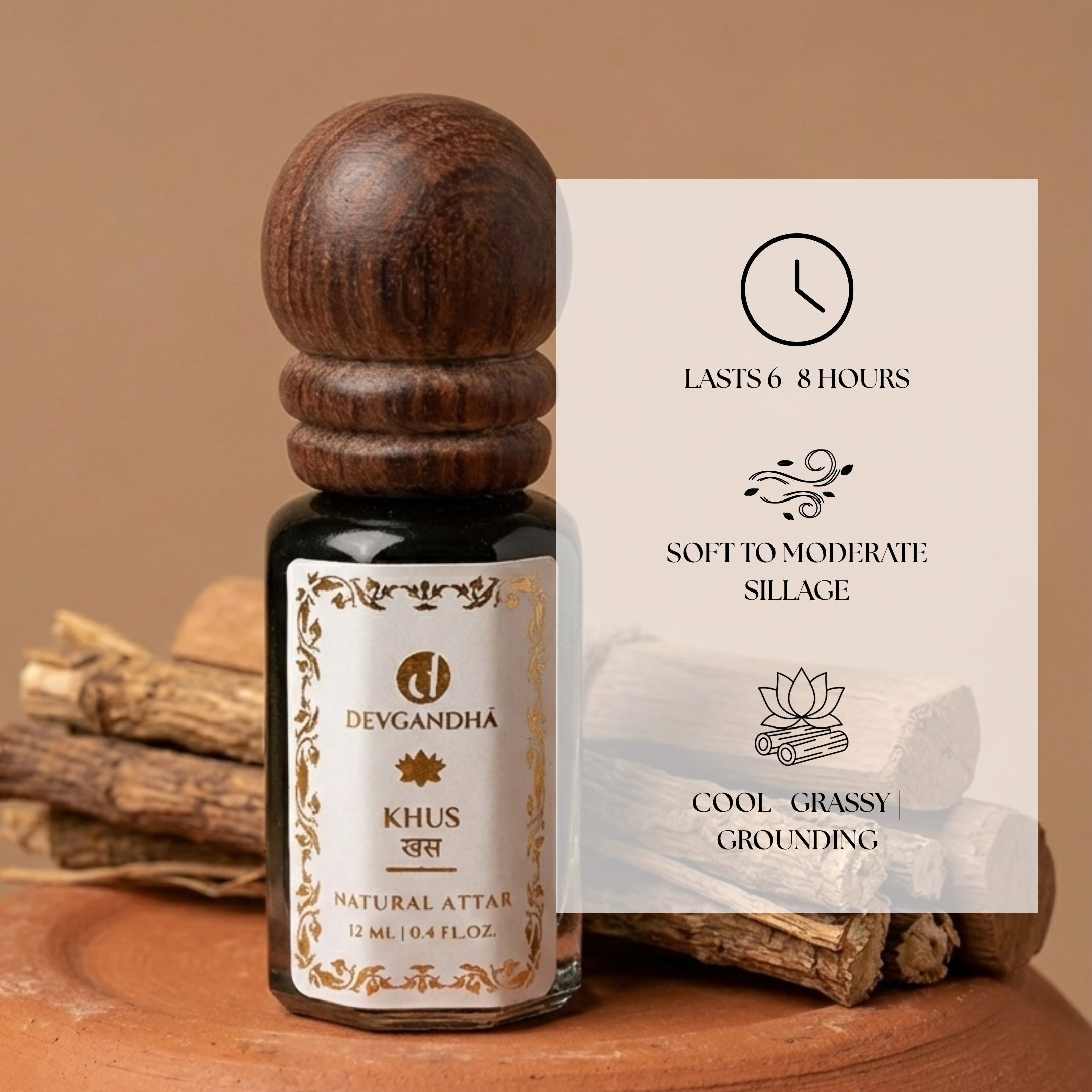 Khus Natural Attar | 100% Natural | Cooling &amp; Earthy | Summer-Appropriate