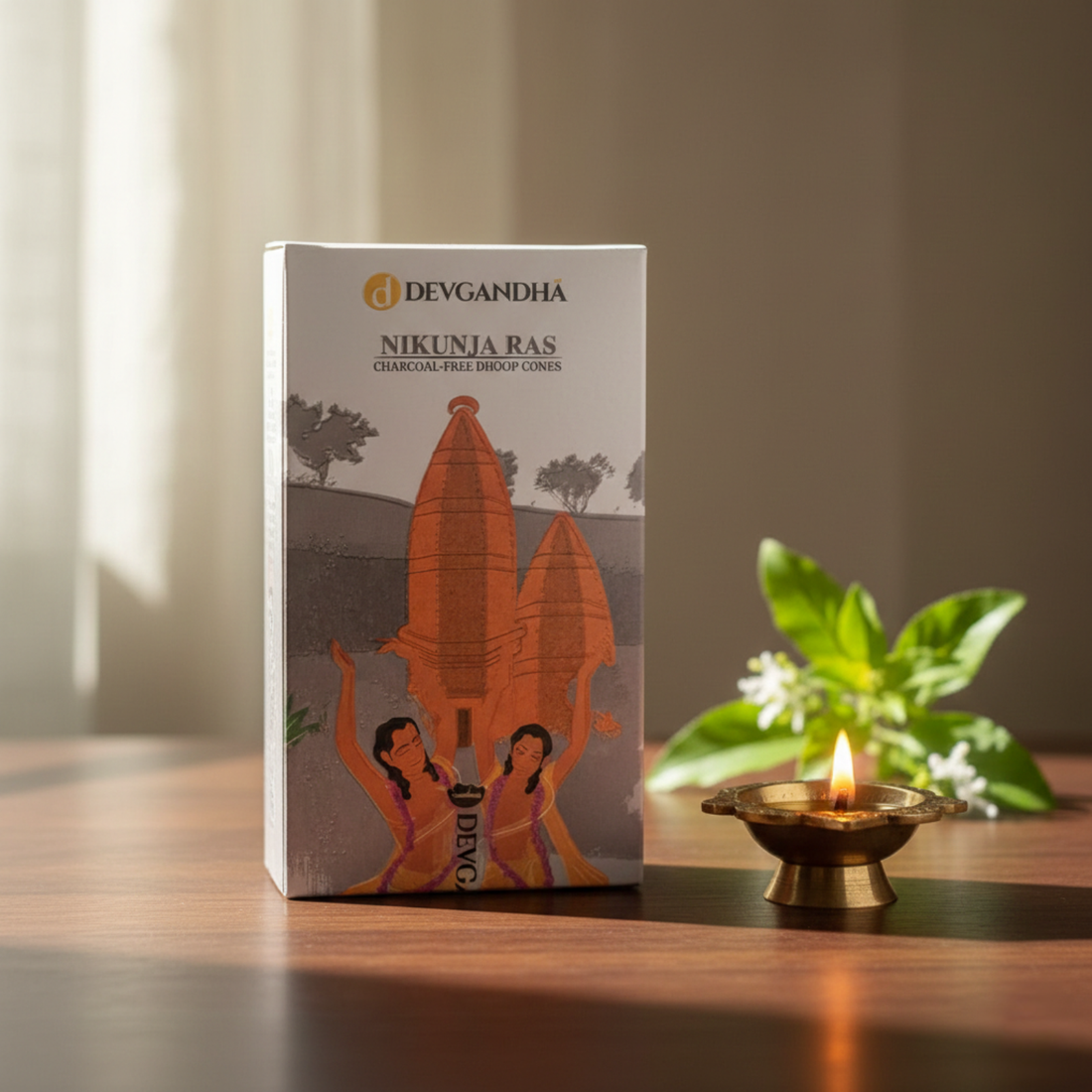 Nikunj Ras Charcoal-Free Dhoop Cones | 150 GM (Approx. 50 Cones) | Romantic Floral Fragrance Inspired by Vrindavan