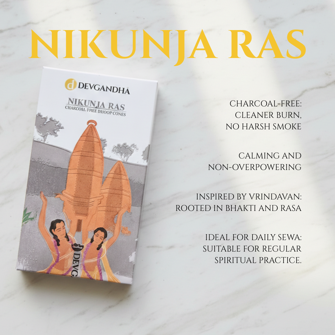 Nikunj Ras Charcoal-Free Dhoop Cones | 150 GM (Approx. 50 Cones) | Romantic Floral Fragrance Inspired by Vrindavan