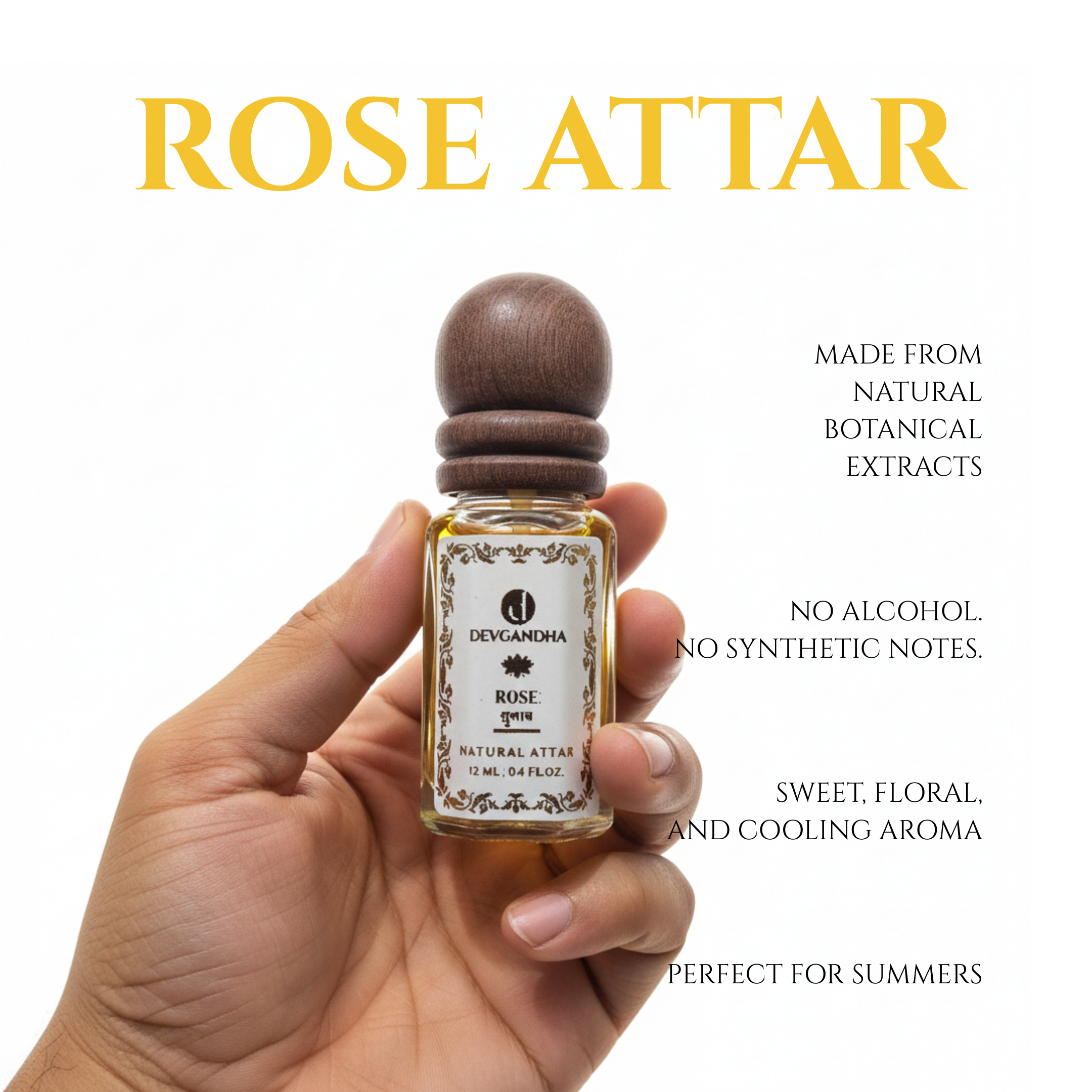 Rose Natural Attar (Gulab Attar) | 100% Natural | Sweet &amp; Cooling | All-Season