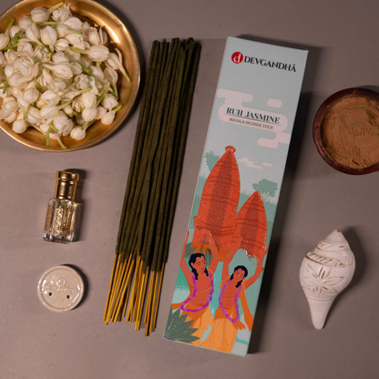 Ruh Jasmine Masala Incense Sticks | 100 GM (Approx. 50 Sticks)