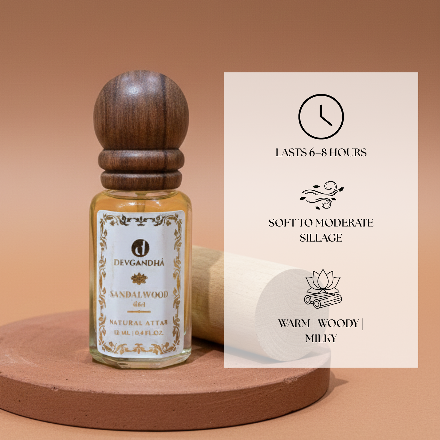 Sandalwood (Chandan) Natural Attar | 100% Natural | Cooling &amp; Sacred | Summer-Preferred