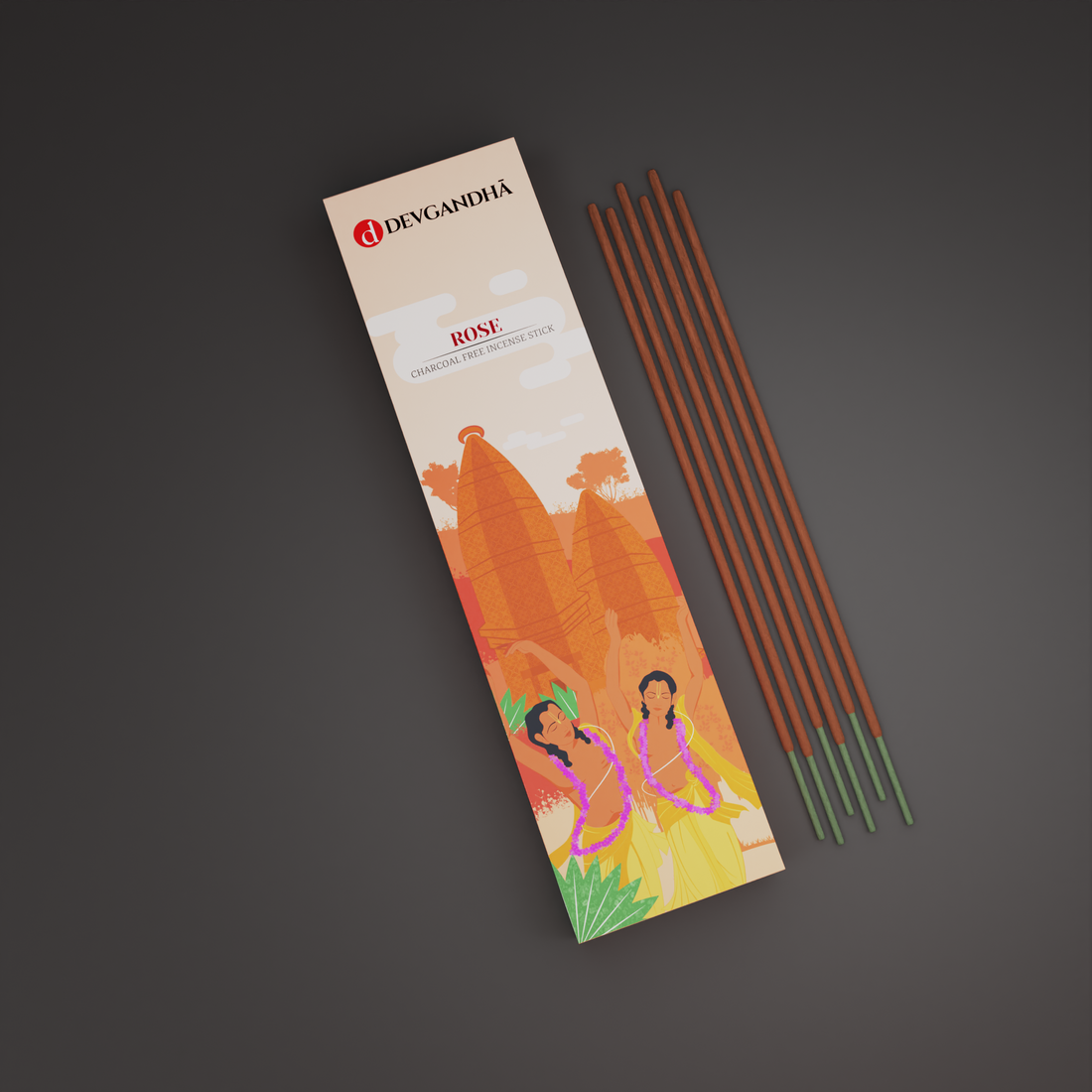 Rose Charcoal-Free Incense Sticks | 100 GM (approx. 60 sticks)